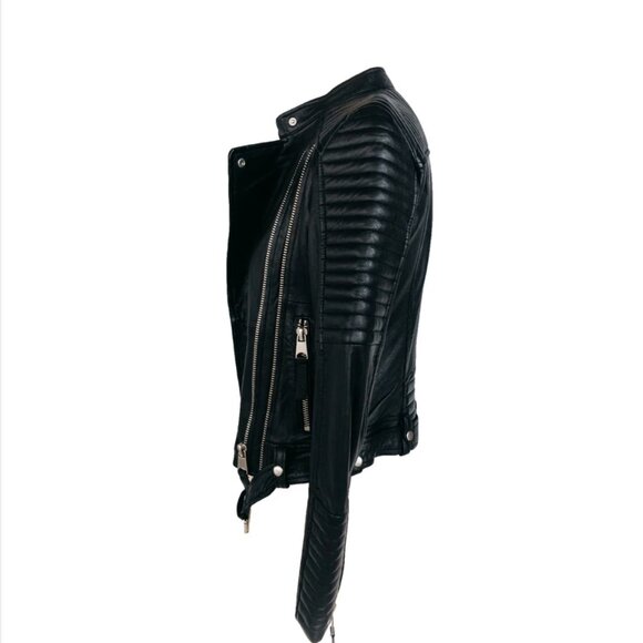 ZARA Trafaluc Women's Black Leather Moto Jacket – Size XS - Picture 4 of 10